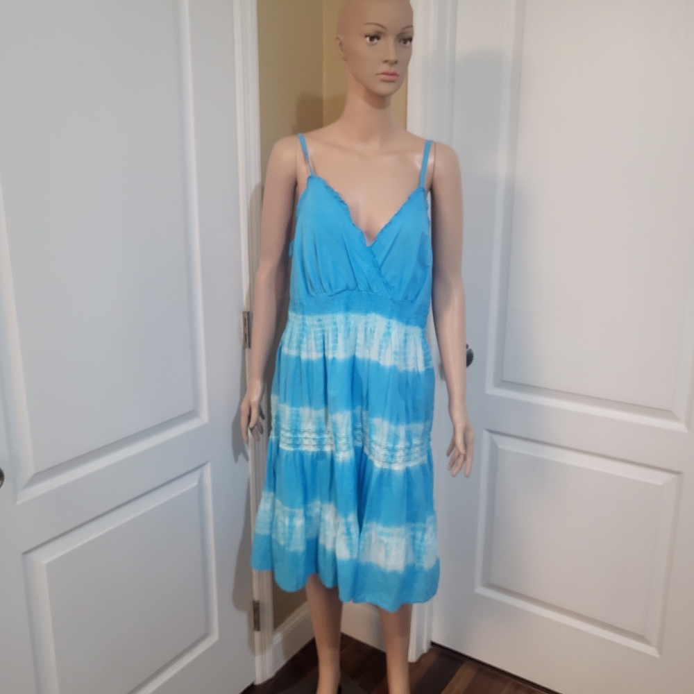 Speed Control Sky Blue and White Midi Dress